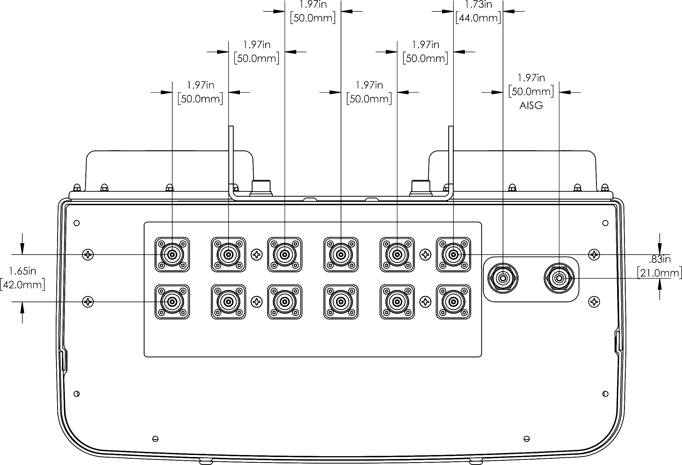 PI 12HBSAR BU6NA Connector spacing